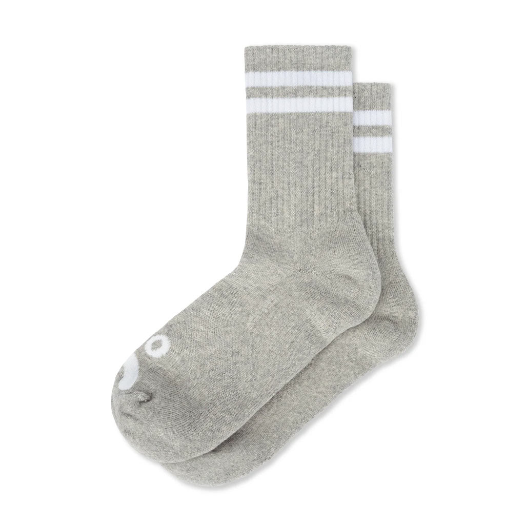 Polar Skate Co. Happy Sad Rib Socks - Heather Grey | Shop Polar Skate Co. online with Pavement Skate Store and enjoy free on orders Aotearoa shipping over $100*!