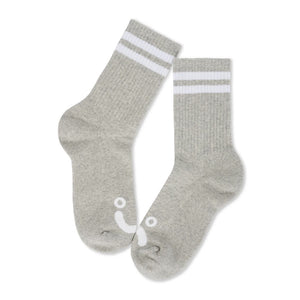 Polar Skate Co. Happy Sad Rib Socks - Heather Grey | Shop Polar Skate Co. online with Pavement Skate Store and enjoy free on orders Aotearoa shipping over $100*!
