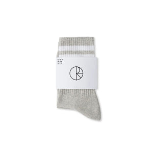 Polar Skate Co. Happy Sad Rib Socks - Heather Grey | Shop Polar Skate Co. online with Pavement Skate Store and enjoy free on orders Aotearoa shipping over $100*!
