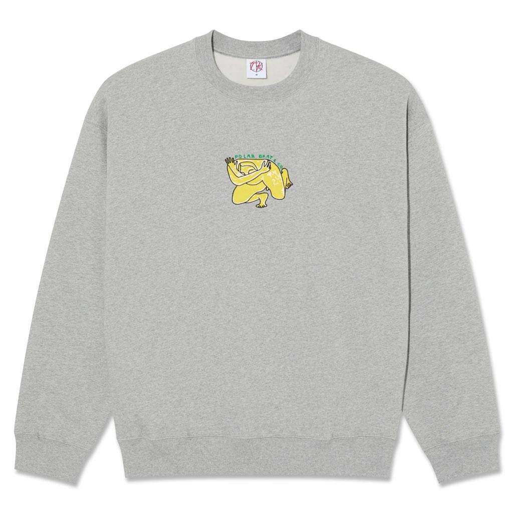 Polar Skate Co. Dave Shy Bow Crew - Heather Grey | Shop Polar Skate Co. online with Pavement Skate Store and enjoy free on orders Aotearoa shipping over $100*!