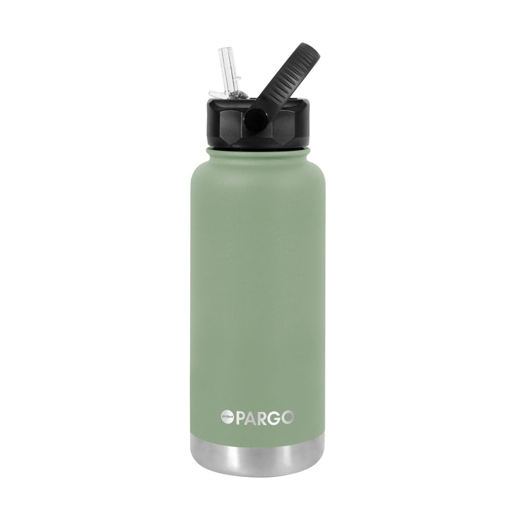 Project Pargo 950ml Insulated Sports Bottle - Eucalyptus Green. Project PARGO Delivering you premium insulated reusable water bottles, reusable coffee cups and stubby holders made from high-grade stainless steel. Buy now. Free, fast NZ delivery on orders over $100 with Pavement skate store, Dunedin.