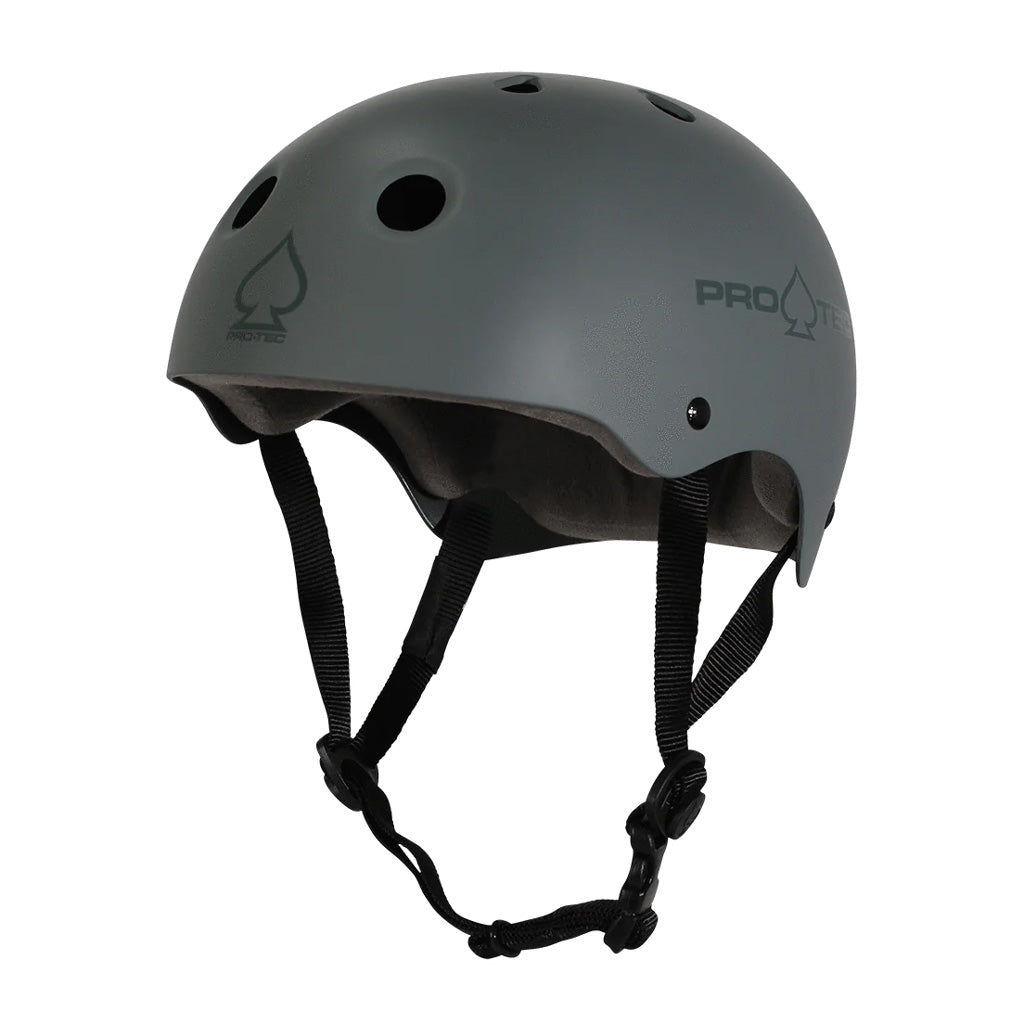 Protec Classic Skate Helmet - Matte Grey. Pro-Tec is the original action sports protection brand, and the Classic Skate Helmet is where it all began in 1973. Shop skateboard helmets and safety pads from Protec and 187 Killer Pads. Free NZ shipping over $100. Pavement skate shop, Dunedin's independent since 2009.