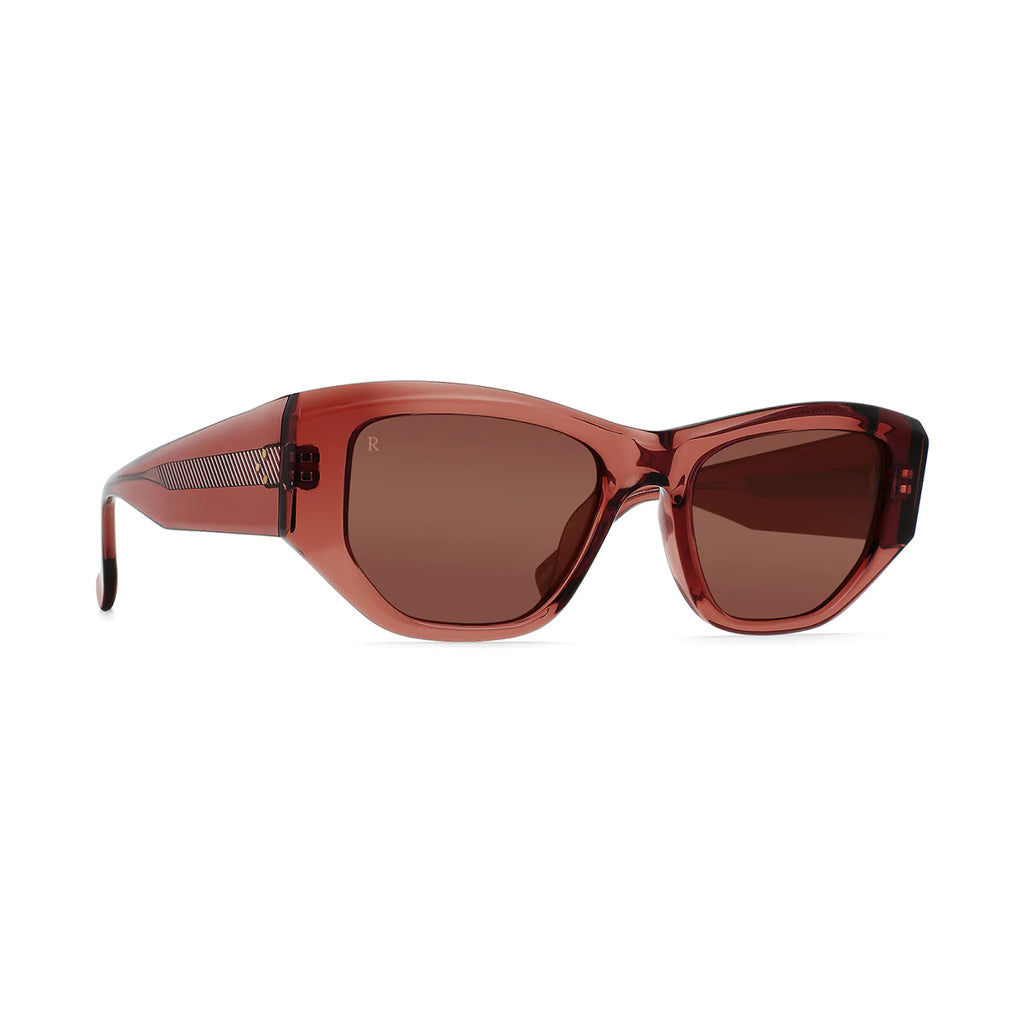 Raen Sunglasses Ynez - Allegra/Teak. Ynez is a bold, angular fashion piece for those who want to make a statement. Lenses manufactured by Carl Zeiss Vision. 100% protection against UVA & UVB. Shop sunglasses with Pavement online. Complimentary shipping over $150.