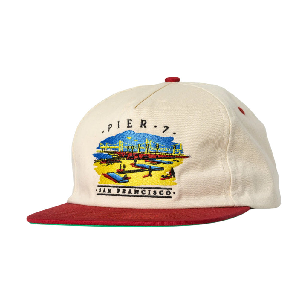 Real Pier 7 Snapback in Natural/Maroon | Shop Real Skateboards online with Pavement with free Aotearoa NZ shipping on orders over $100*!