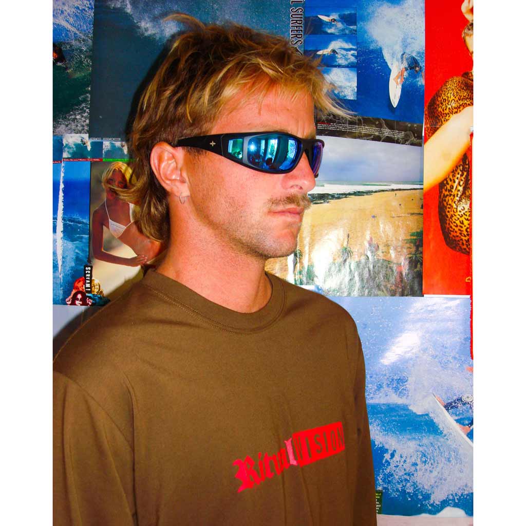 Ritual Dragster Sunglasses - Matte Black/Blue Reflective Polarised | Shop sunglasses online with Pavement Skate Store with free Aotearoa shipping over $100*