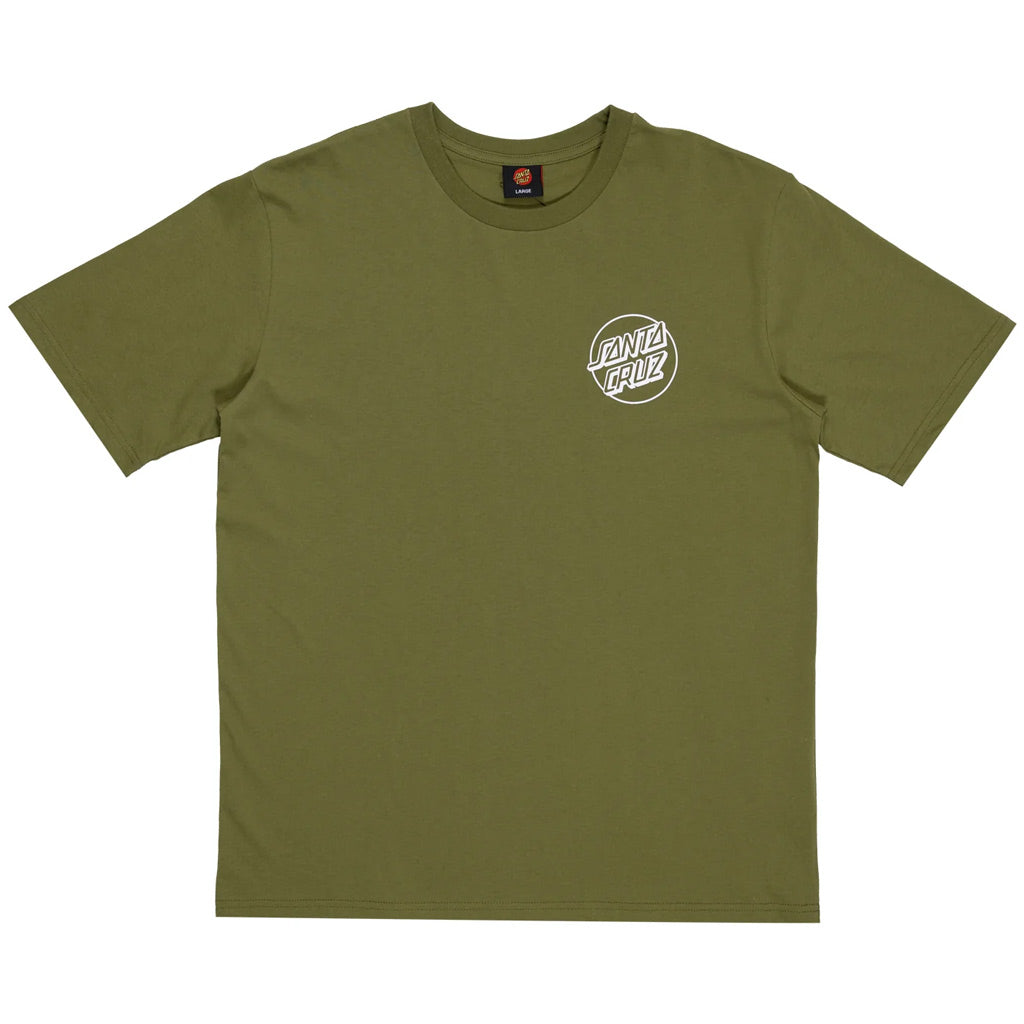 Santa Cruz Opus Screaming Hand Tee - Olive Green. 100% cotton. Screen print on front and back. Shop Santa Cruz Skateboards, clothing and accessories online with Pavement Skate Shop. Free Aotearoa NZ shipping over $100*