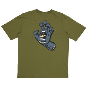 Santa Cruz Opus Screaming Hand Tee - Olive Green. 100% cotton. Screen print on front and back. Shop Santa Cruz Skateboards, clothing and accessories online with Pavement Skate Shop. Free Aotearoa NZ shipping over $100*