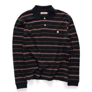 S/Double Stripe LS Polo in Brown/Black | Shop S/Double online with Pavement with free Aotearoa NZ shipping on orders over $100*!