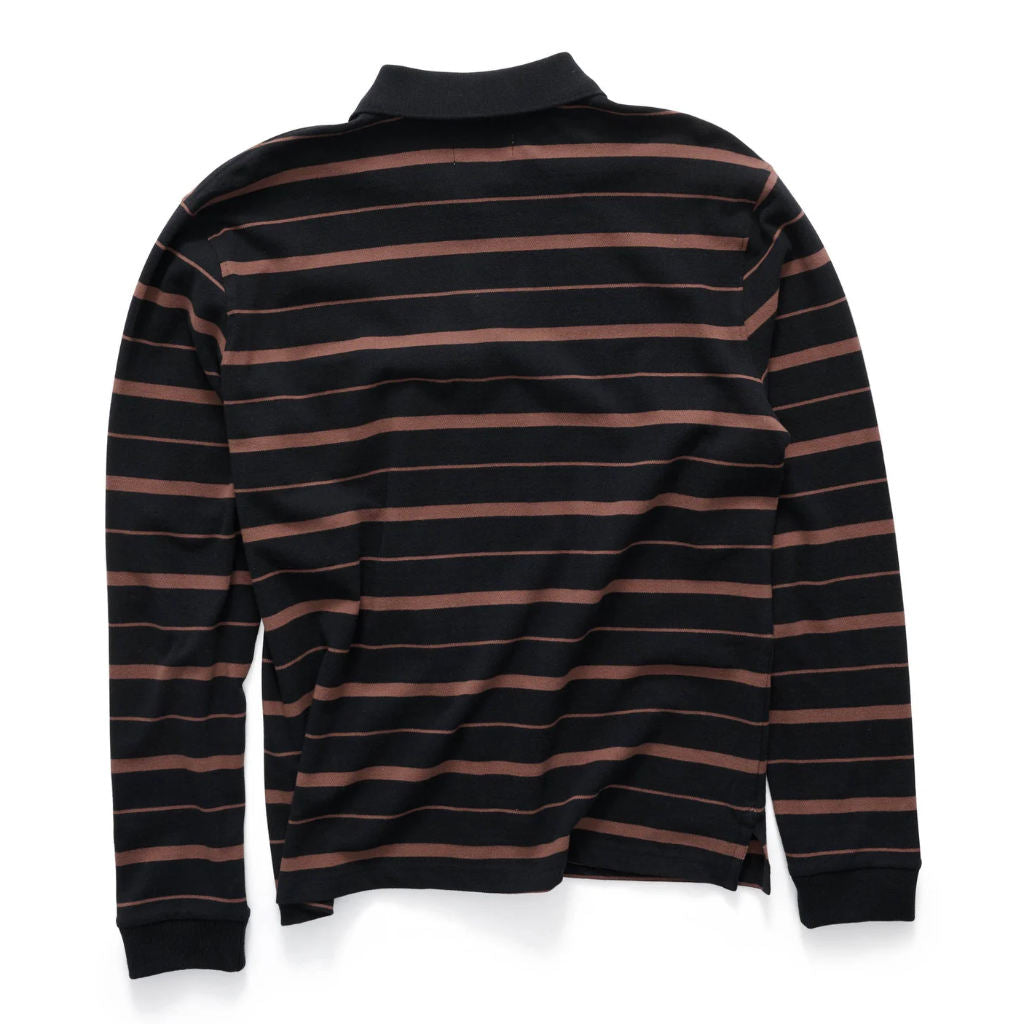 S/Double Stripe LS Polo in Brown/Black | Shop S/Double online with Pavement with free Aotearoa NZ shipping on orders over $100*!