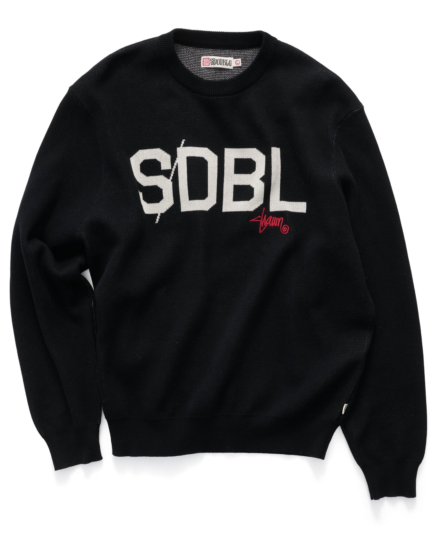 S/DOUBLE SDBL KNIT SWEATER - BLACK