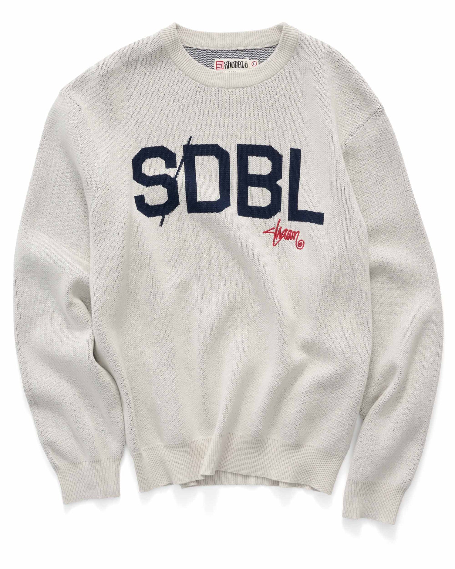 S/DOUBLE SDBL KNIT SWEATER - NATURAL
