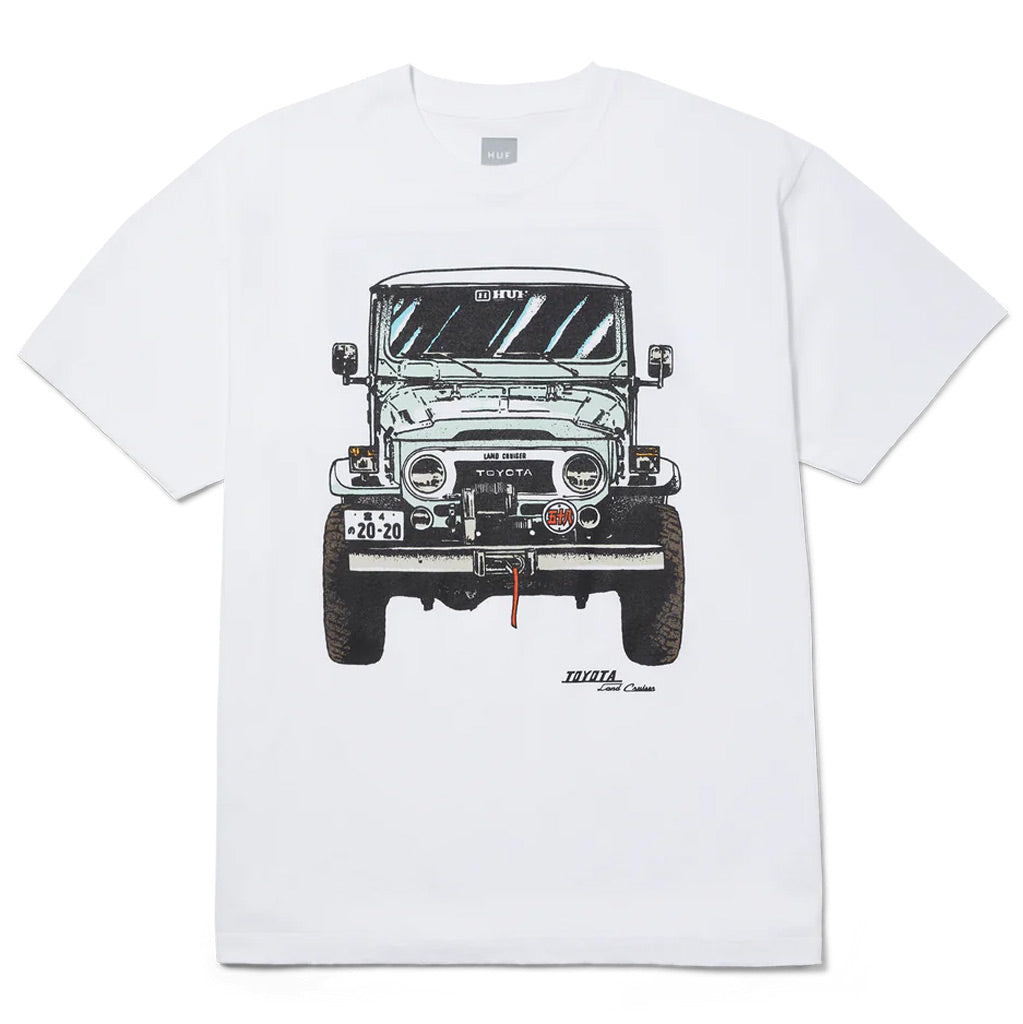 Huf X Toyota Sixties Tee - White. Official Toyota collaboration. 100% cotton short sleeve tee. Printed artwork at front and back. HUF x Land Cruiser interior neck label. Shop Huf Worldwide clothing and accessories online with Ōtepoti's independent skate store, PAVEMENT. Free Aotearoa NZ shipping over $150.