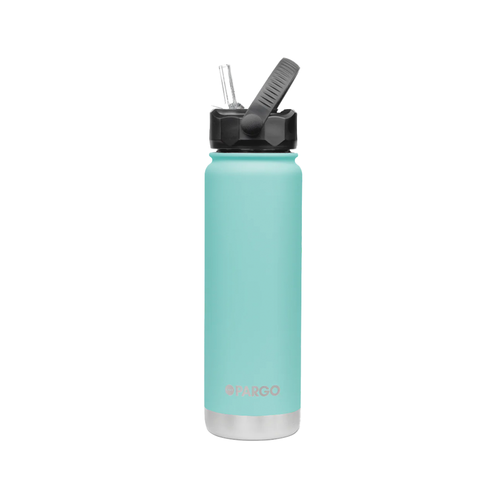 Project Prago 750ml Insulated Sports Bottle - Island Turquoise. Double wall insulated Keeps drinks seriously Hot or Cold for hours. Keeps drinks cold for 24 hours. Free NZ shipping when you spend over $100 on your Project Pargo order. Dunedin's locally owned and operated skate store, Pavement. 