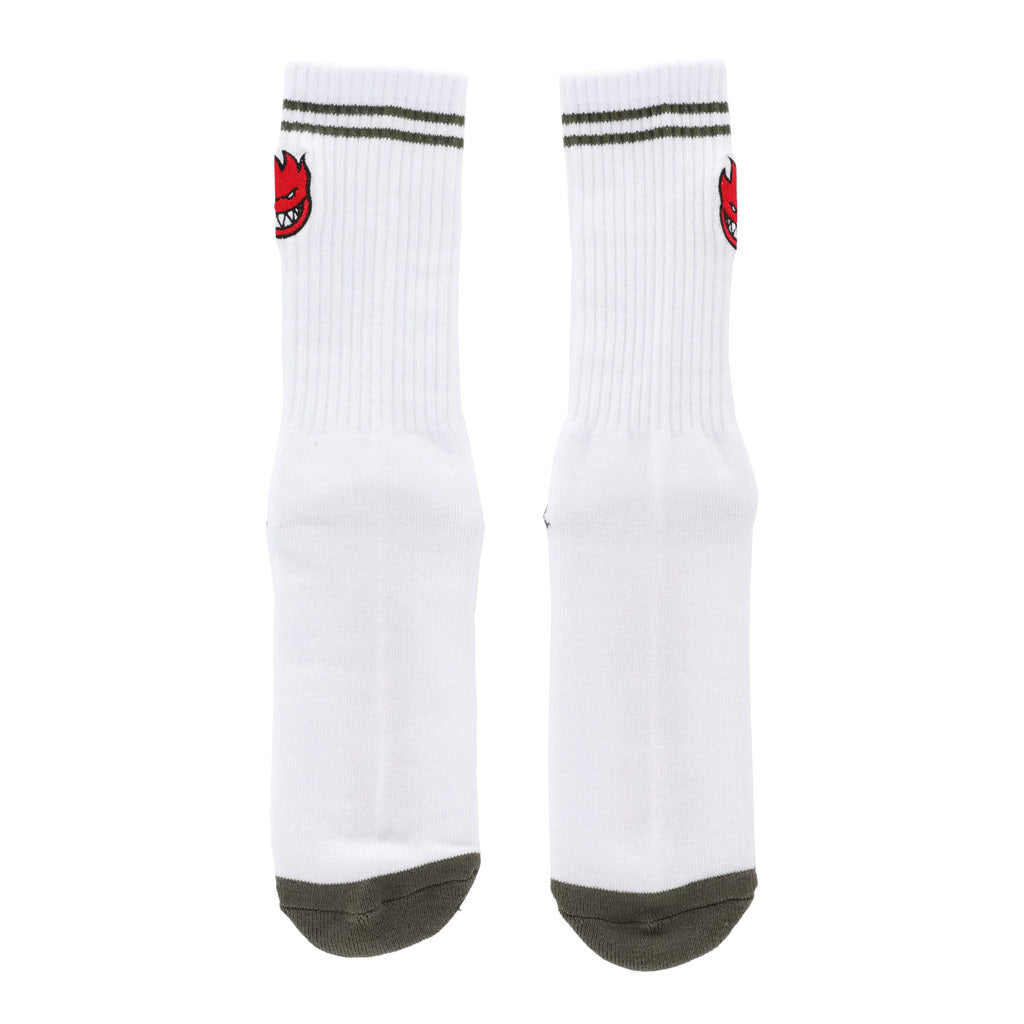 Spitfire Bighead Fill Embroidered Socks - White/Olive/Black. Shop Venture, Anti-Hero, Spitfire, Krooked and Real skateboards, clothing and accessories online with Dunedin's independent skate store, PAVEMENT. Free shipping across New Zealand over $150 - Same day Dunedin delivery - Easy, no fuss returns.