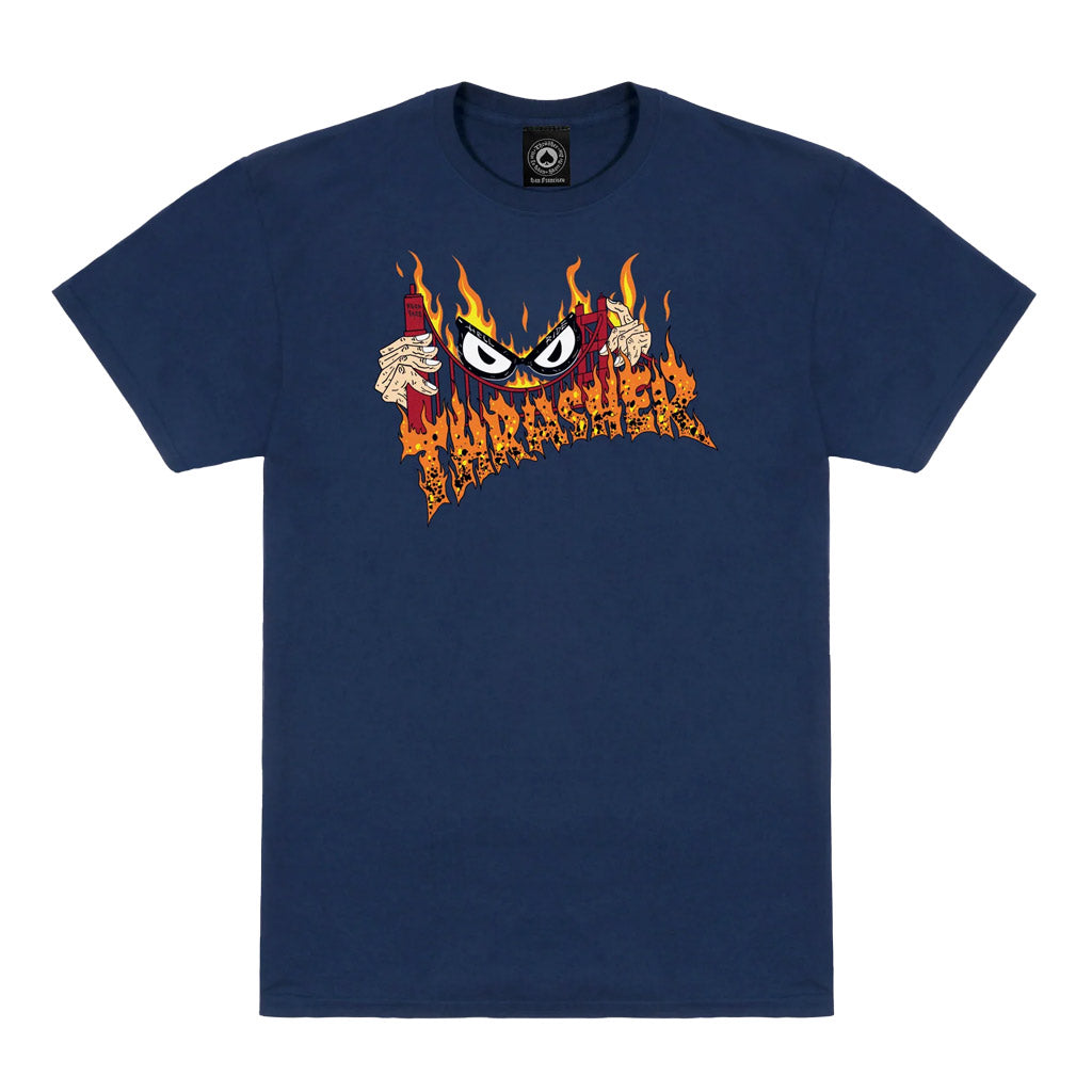 Thrasher Sucka Free S/S Tee - Navy. Standard fit. Artwork by Neckface. 100% Pre-shrunk Cotton. Free, fast New Zealand shipping on orders over $150 - Same day Dunedin delivery - Easy as returns. Shop Thrasher online with Pavement skate store, Dunedin.