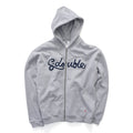 S/Double Cursive Zip Hoodie in Grey Heather | Shop S/Double clothing online with Pavement Skate Store with free Aotearoa NZ shipping over $100*!