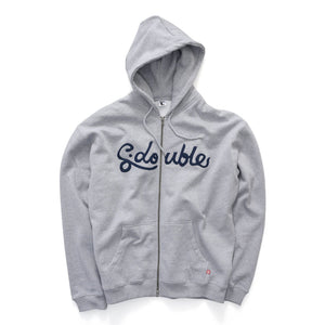 S/Double Cursive Zip Hoodie in Grey Heather | Shop S/Double clothing online with Pavement Skate Store with free Aotearoa NZ shipping over $100*!