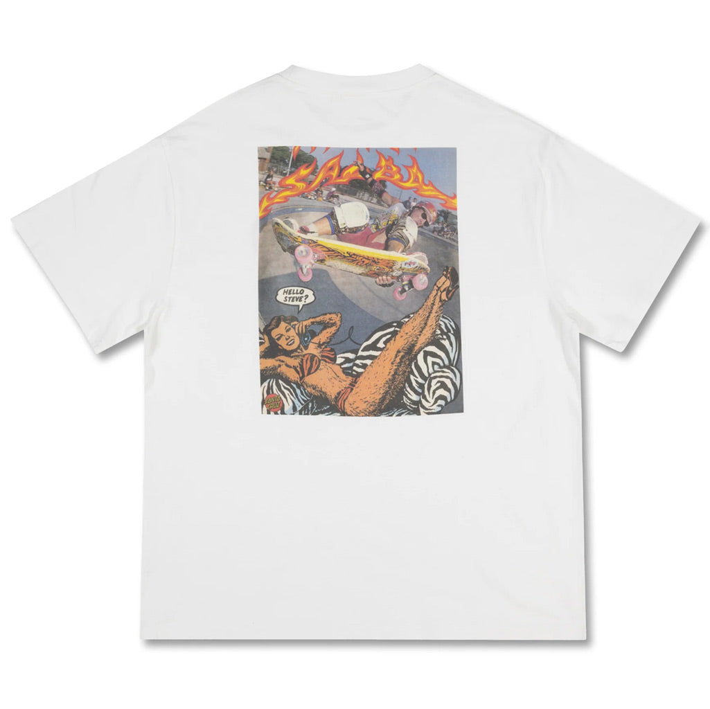 Santa Cruz Salba Hello Ad Box Fit Tee in White | Shop Santa Cruz online with Pavment Skate Store with free Aotearoa shipping over $100*!