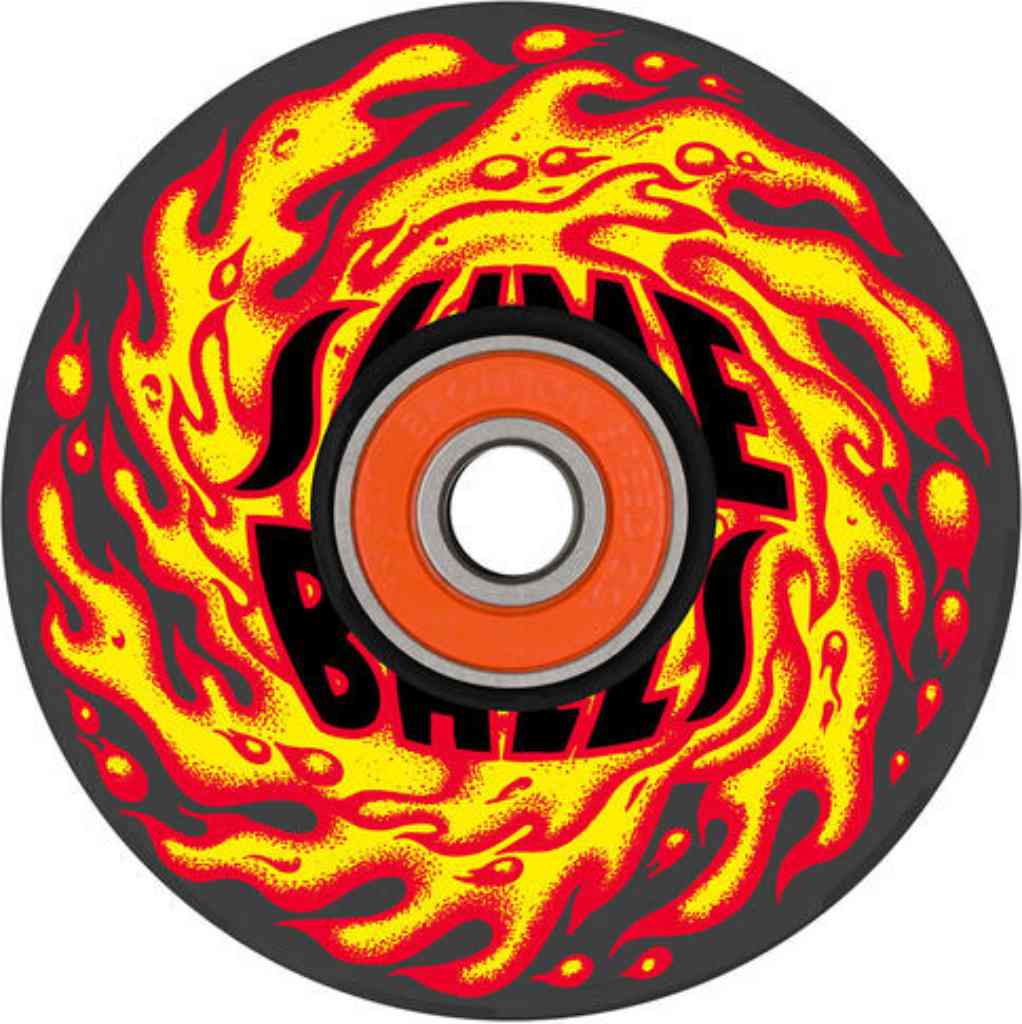 Santa Cruz OG Slime Balls Flame Light Ups 66mm 78A - Black | Shop skateboard wheels online with Pavement Skate Store! Free Aotearoa NZ shipping over $100*