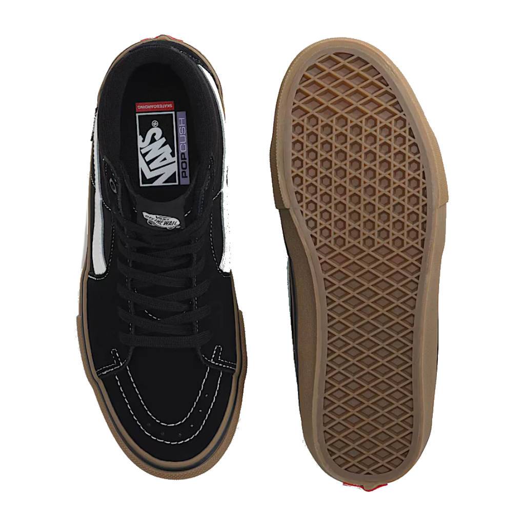 Shop the Vans Skate Sk8-Hi in Black/Gum/White VNOAFCCB9K.BKW online with Pavement Skate Store with free Aotearoa NZ shipping!