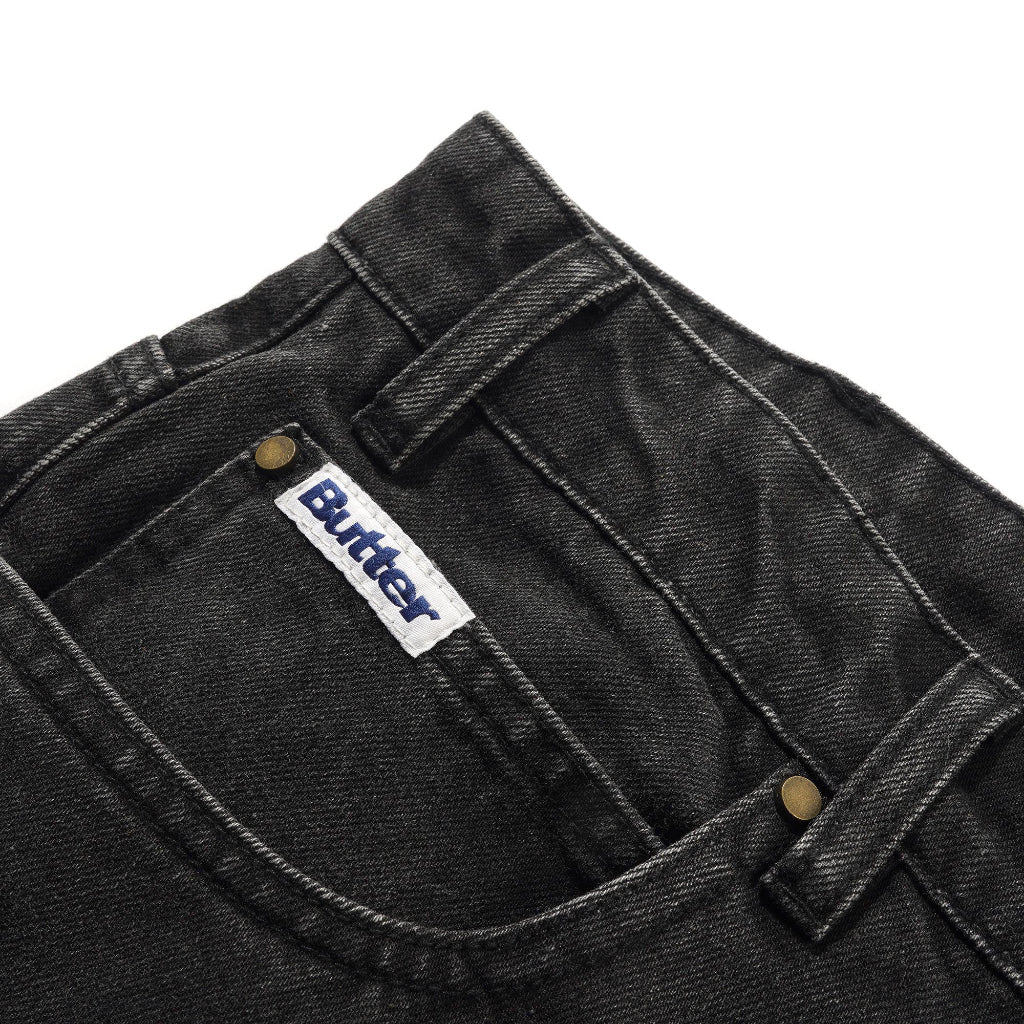 Butter Goods X Peanuts Spike Denim Jeans in Faded Black | Shop Butter Goods with free Aotearoa shipping over $100* with Pavement Skate Store online!