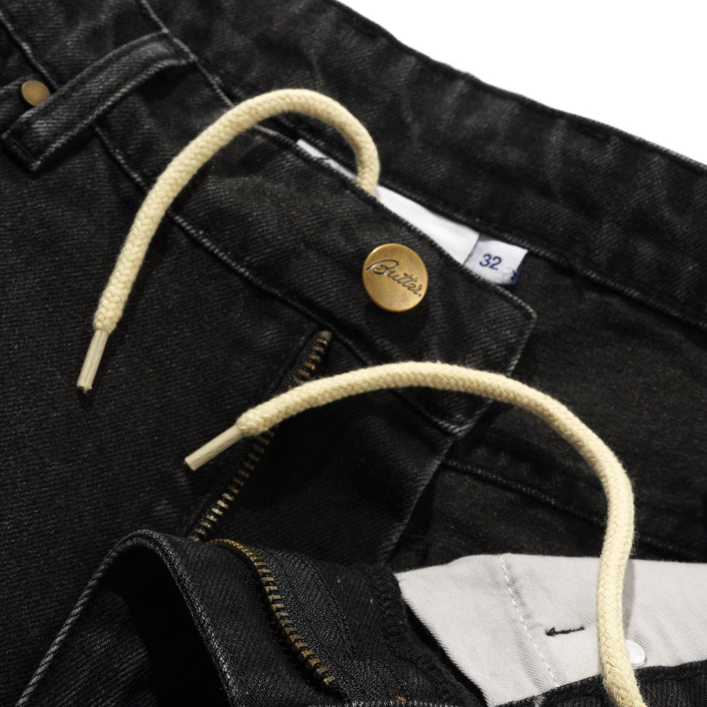 Butter Goods X Peanuts Spike Denim Jeans in Faded Black | Shop Butter Goods with free Aotearoa shipping over $100* with Pavement Skate Store online!