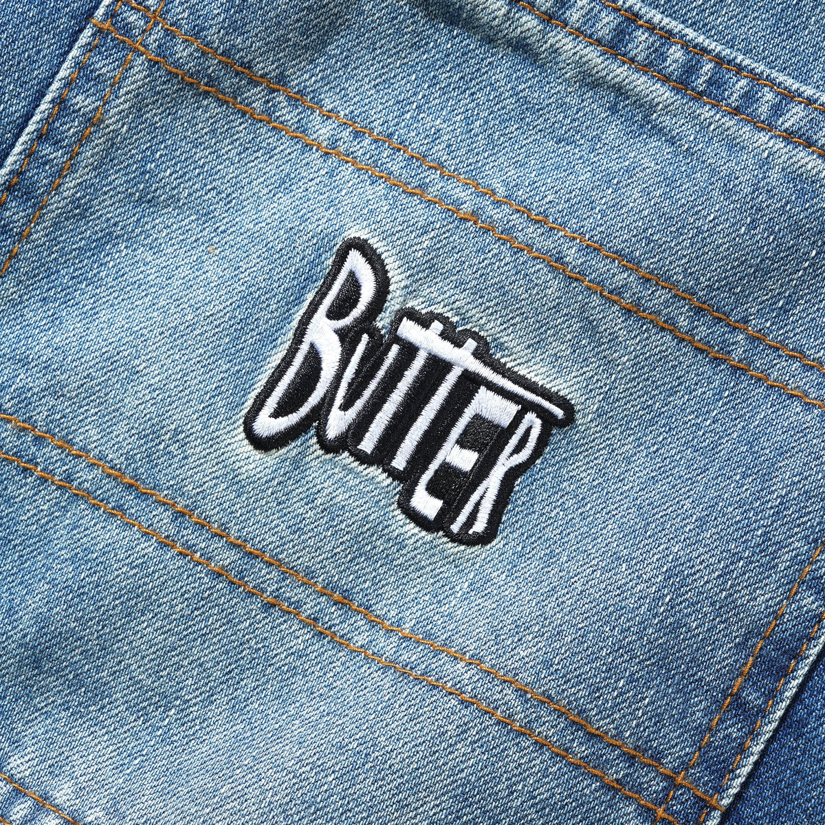 Butter Goods X Peanuts Spike Work Shorts in Distressed Indigo | Shop Butter Goods with free Aotearoa shipping over $100* with Pavement Skate Store online!