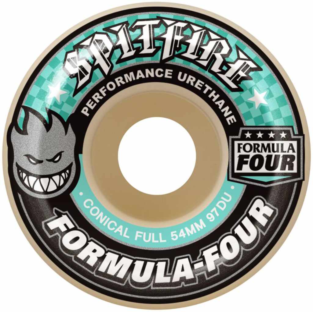 Spitfire Formula Four Conical Full 54mm 97A Wheels | Shop skateboard wheels online with Pavement Skate Store! Free Aotearoa NZ shipping over $100*