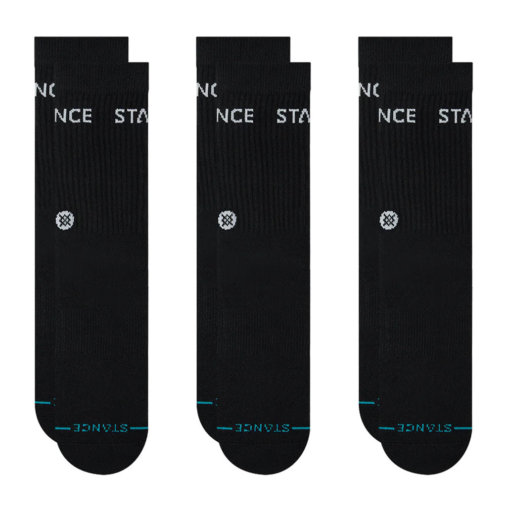 Stance Origin 3 Pack Crew Socks - Black| Free Aotearoa NZ shipping on your Stance orders over $100* when you shop with Pavement Skate Store!
