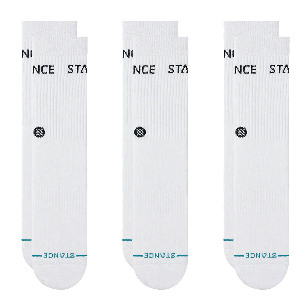 Stance Origin 3 Pack Crew Socks - White | Free Aotearoa NZ shipping on your Stance orders over $100* when you shop with Pavement Skate Store!