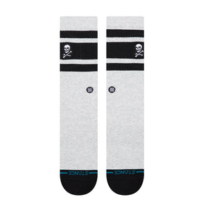 Stance Boyd Skull Crew Socks in Heather Grey | Shop Stance socks online with Pavement Skate Store with free Aotearoa NZ shipping over $100*!