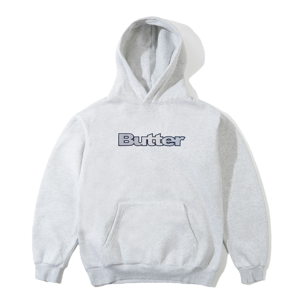 Butter Goods Stripe Logo Applique Pullover Hood - Ash | Shop Butter Goods clothing online with Pavement Skate Store with free Aotearoa NZ shipping over $100*!