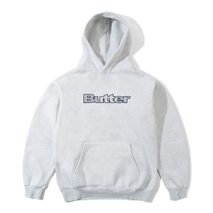 Butter Goods Stripe Logo Applique Pullover Hood - Ash | Shop Butter Goods clothing online with Pavement Skate Store with free Aotearoa NZ shipping over $100*!