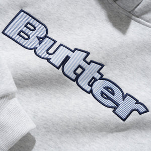 Butter Goods Stripe Logo Applique Pullover Hood - Ash | Shop Butter Goods clothing online with Pavement Skate Store with free Aotearoa NZ shipping over $100*!