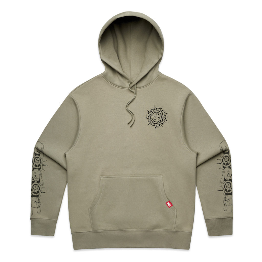 Def X Thom Hinton Yin Yang Hood - Eucalyptus. 350gsm Heavyweight brushed fleece. 80% Cotton / 20% Polyester. Regular fit. Front & back print. Art by: Thom Hitnon. Free Aotearoa shipping - Same day Ōtepoti delivery. Shop DEF online with Ōtepoti's skater owned/operated, PAVEMENT.