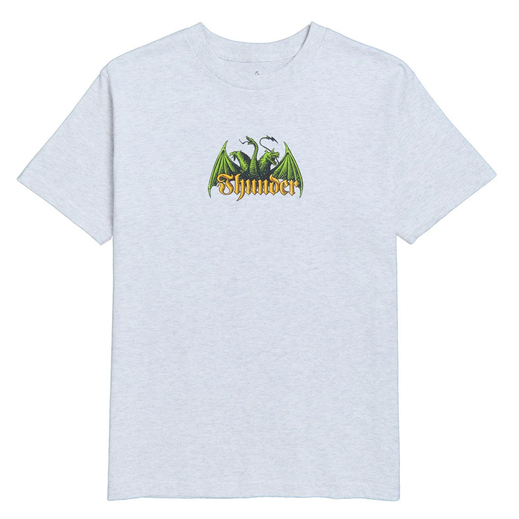 Thunder Medieval Tee Ash - Grey. 100% Cotton. Regular fit. Shop Thunder skateboard trucks, clothing and accessories online with Pavement, Dunedin's independent skate store. Free NZ shipping over $150 - Same day Dunedin delivery - Easy returns.