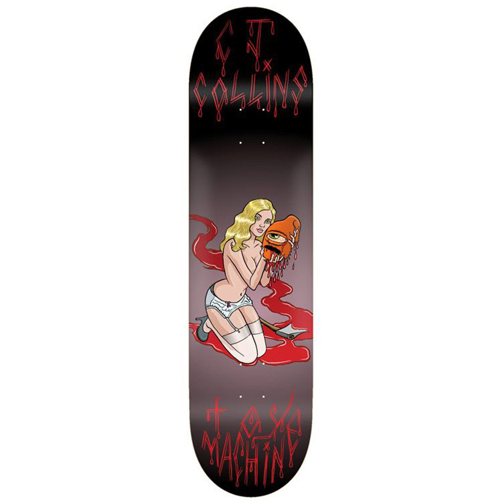 Toy Machine CJ Collins Seductress Deck 8.5" x 32.25". WB 14.25". Nose 7.13". Tail 6.75". Medium concave. Shop Toy Machine skateboards, clothing and accessories online with Dunedin's independent skate store, PAVEMENT. Free NZ shipping over $150.