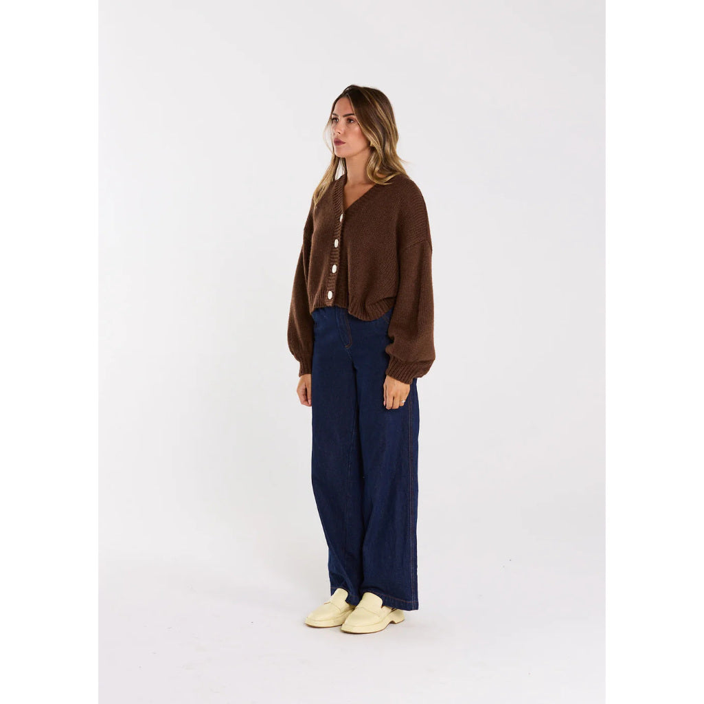 Thing Thing Huddle Cardigan in Chocolate | Free Aotearoa NZ delivery on your Thing Thing clothing order over $100* with Pavement Skate Store!