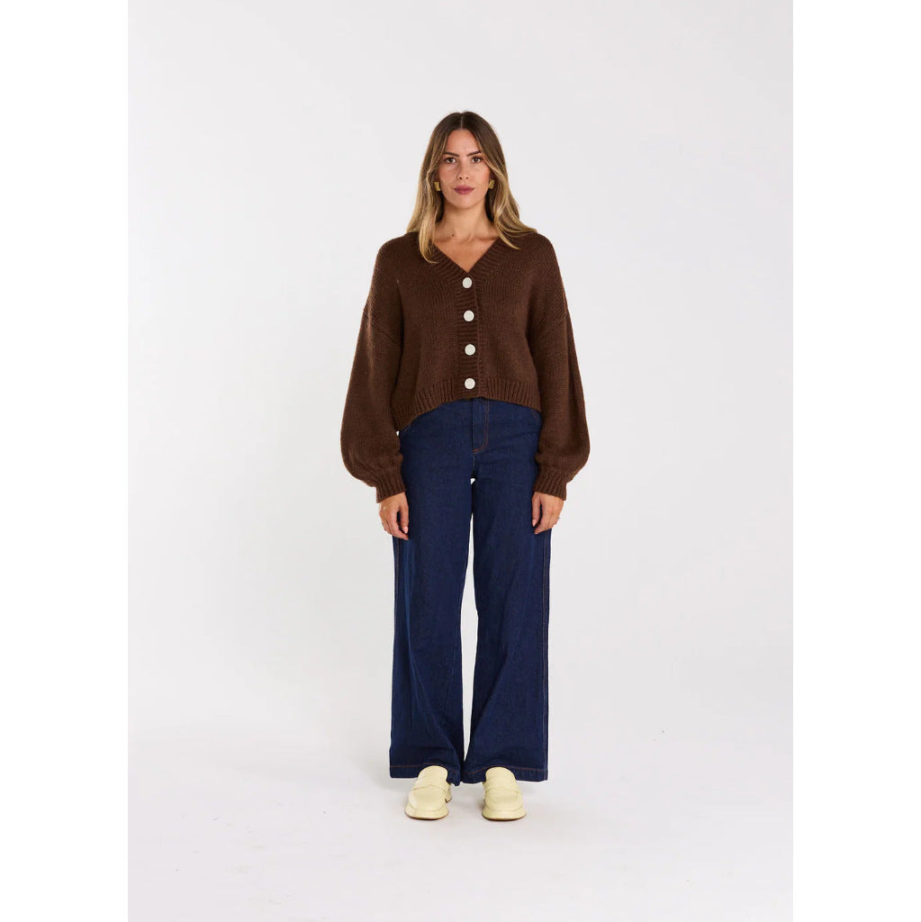 Thing Thing Huddle Cardigan in Chocolate | Free Aotearoa NZ delivery on your Thing Thing clothing order over $100* with Pavement Skate Store!