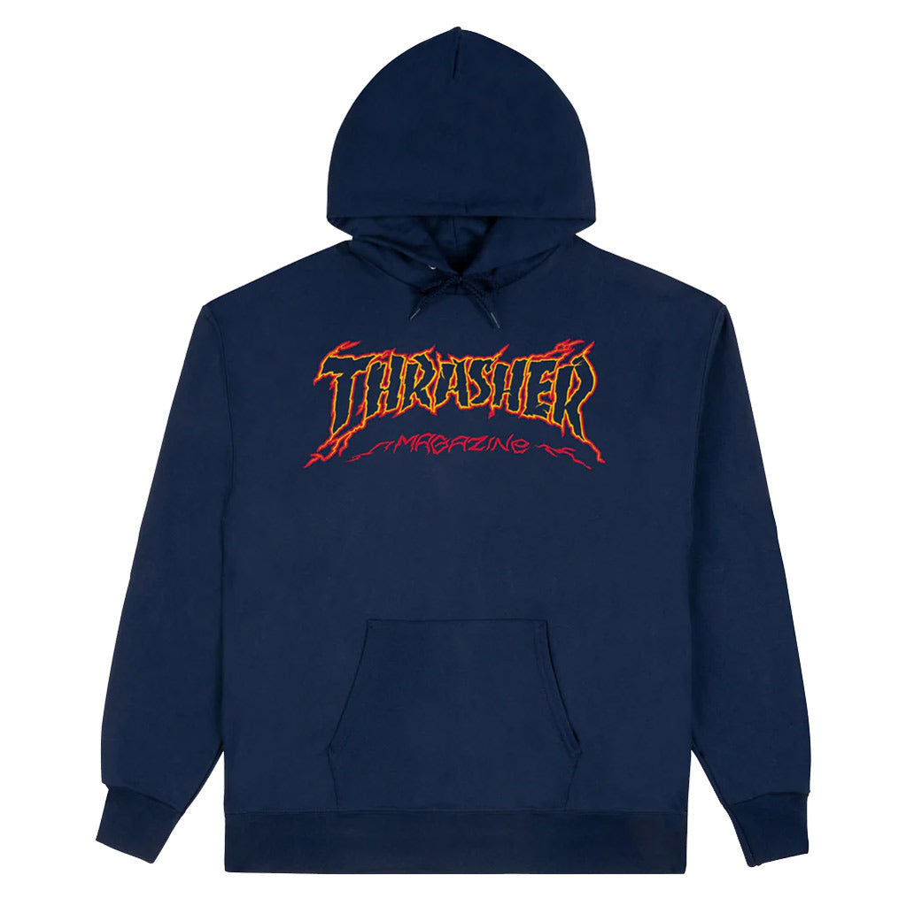 Thrasher Cracked Hood - Navy | Free Aotearoa NZ shipping over $100* when you buy Thrasher online with Pavement Skate Store.