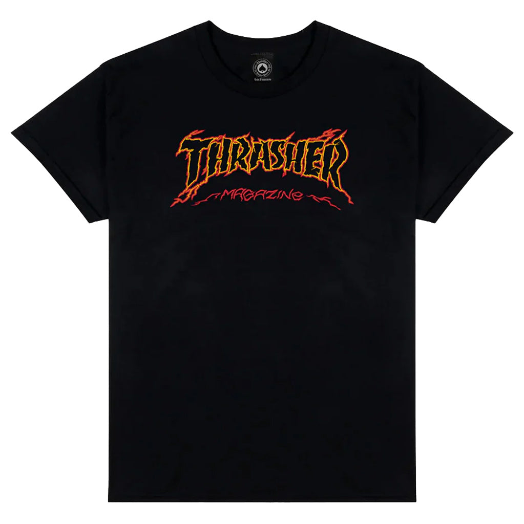 Thrasher Cracked Tee - Black | Free Aotearoa NZ shipping over $100* when you buy Thrasher online with Pavement Skate Store.