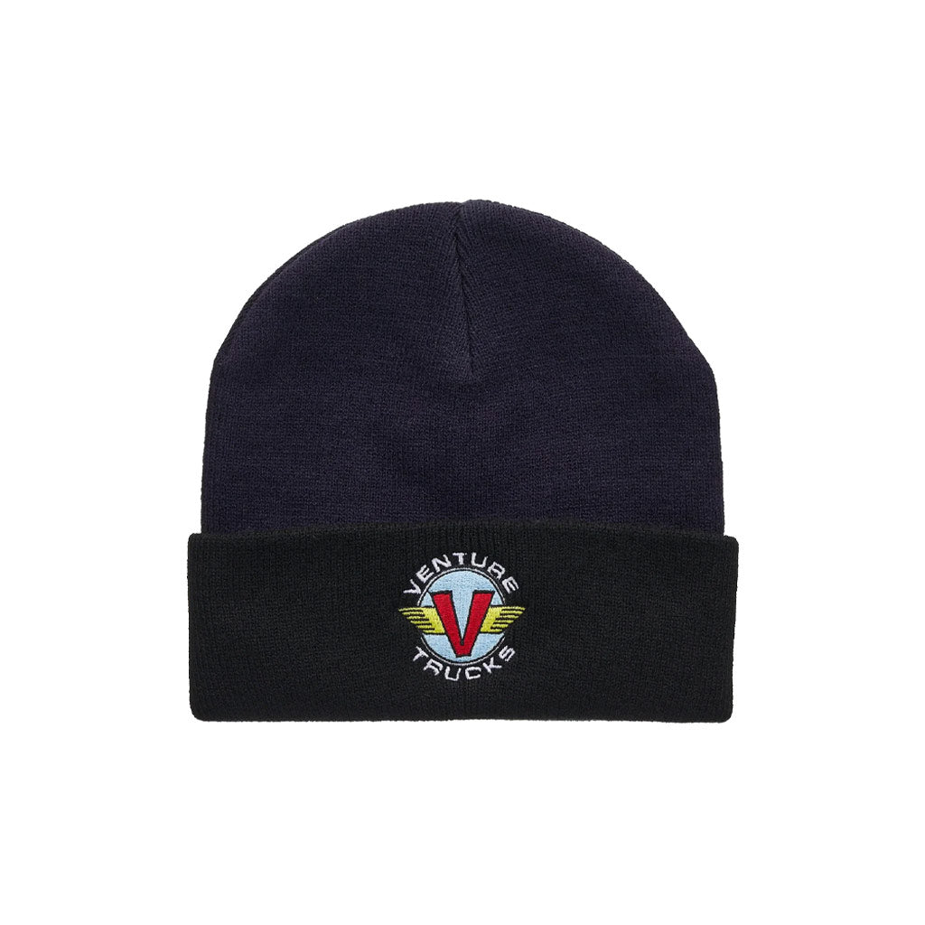 Venture Wings Cuff Beanie - Navy/Black. Shop Venture, Anti-Hero, Spitfire, Krooked and Real skateboards, clothing and accessories online with Dunedin's independent skate store, PAVEMENT. Free shipping across New Zealand over $150 - Same day Dunedin delivery - Easy, no fuss returns.