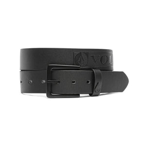 Volcom Stone Bar Pu Belt - Black. 100% Polyurethane. 1.5" wide PU belt, cut to size. PU leather strap with metal buckle. Graphic deboss logo with enamel fill on strap and Stone logo rivet on keeper. Shop Volcom online with Pavement and enjoy free NZ shipping over $150.