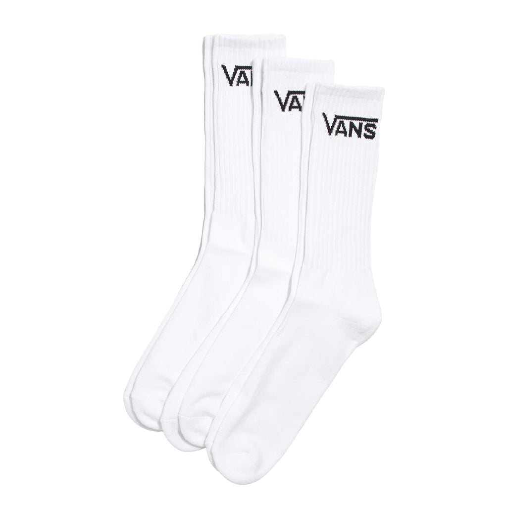 Vans Classic Crew Socks 3 Pack - White | Free Aotearoa shipping on all Vans Skate orders over $100* with Pavement Skate Store!