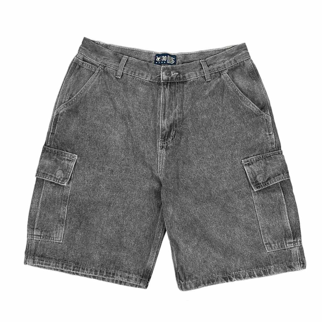Vic Cargo Jean Shorts - Grey Stone. Baggy fit jorts. 100% Cotton.  Shop NZ streetwear brand VIC with Pavement online. Free, fast NZ shipping over $150. Same day delivery Dunedin before 3. 