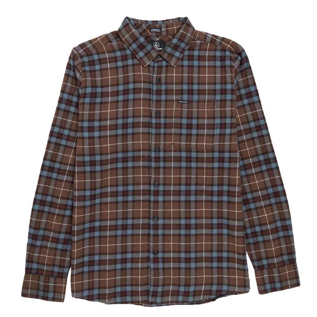 Volcom Caden Plaid LS Shirt Brown Stone | Free Aotearoa NZ shipping over $100* when you shop Volcom online with Pavement Skate Store
