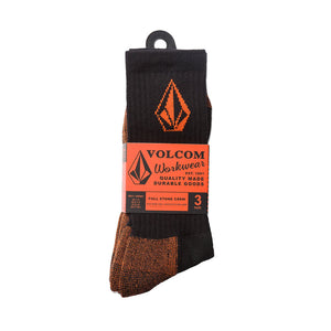 Buy the Volcom Workwear Socks 3 Pack in Black | Free Aotearoa shipping on all Volcom orders over $100* with Pavement Skate Store!