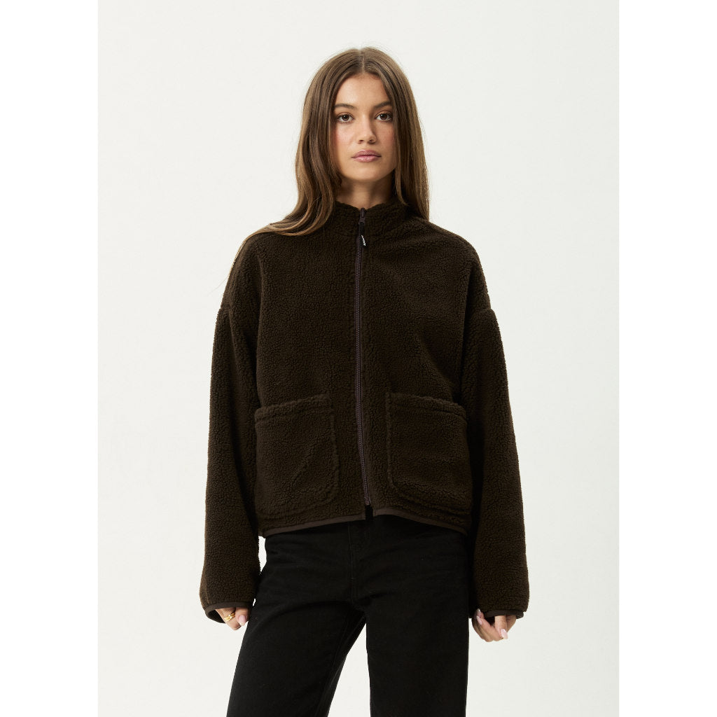 Afends Berlin Reversible Polar Fleece Jacket  in Coffee | Shop Afends women's clothing online with Pavement and enjoy free Aotearoa NZ shipping over $100*!