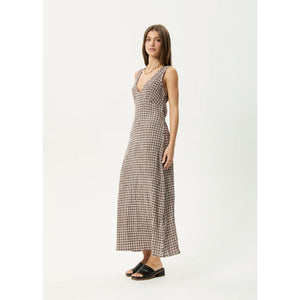 Afends Base Seersucker Maxi Dress in Coffee | Shop Afends online with Pavement and enjoy free Aotearoa NZ shipping on your order over $100*