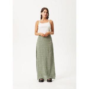 Afends Base Seersucker Maxi Skirt in Deep Green Check | Shop Afends with Pavement online and recieved free Aotearoa NZ shipping on orders over $100*!
